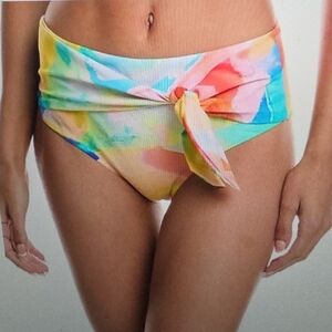 MILLY Watercolor Paint Stroke Tie  Print Bikini Bottoms Size L